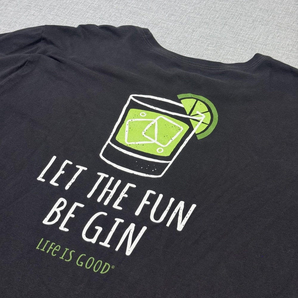 Life Is Good T-Shirt Mens 3XL Black Crusher Graphic Crew Neck Cotton Tagless